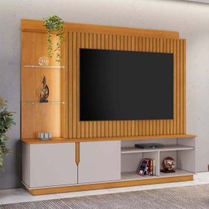 Home Amparo Larg. 1.82m CinamomoOff Ripado C Led para TV até 60 - JCM
