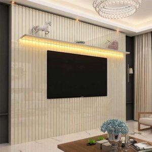 Painel Nobre Off Ripado 100% MDF C/ Led TV até 85 Larg. 2.30m - Gelius