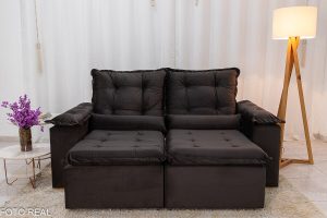 Sofá Retrátil Reclinável Grécia 2.00m Veludo Marrom - Sem Caixa