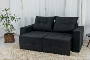 Sofá Retrátil Reclinável Rafaela 1.40m Veludinho Cinza B10
