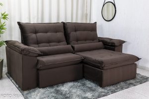 Sofá Retrátil Reclinável Emanuelly 2.00m Veludo Marrom 19 - D28 Soft