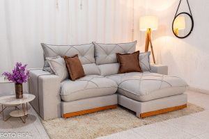 Sofá Retrátil Reclinável Gran Bello 2.30m Linho Cinza 31 - Molas Ensacadas Pocket