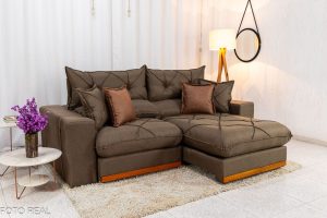 Sofá Retrátil Reclinável Gran Bello 2.30m Linho Marrom 28 - Molas Ensacadas Pocket