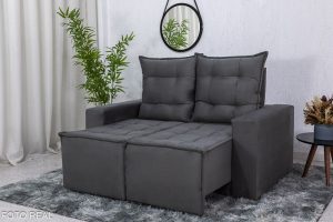 Sofá Retrátil Reclinável Rafaela 1.60m Veludinho Cinza B10