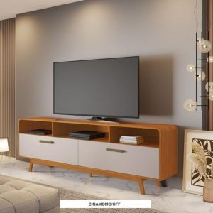 Rack Bancada Cristal Candian Larg. 2.00m CinamomoOff para TV até 70 - JCM