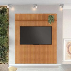Painel Riso Larg. 1.82m Cinamomo Ripado SNicho para TV até 65 - JCM