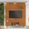 Rack Triunfo Larg. 2.00m Cinamomo + Painel Riso Larg. 2.07m Cinamomo Ripado para TV até 75" - JCM