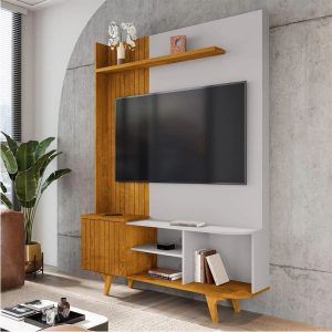 Home Corumbau Larg. 1.36m NatureOff C Detalhe Frisado para TV até 55 - Bechara