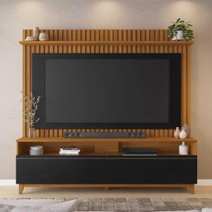 Home NT 1340 Larg. 1.83m FreijóPreto Ripado para TV até 65 - Notável
