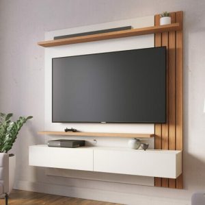 Home Suspenso Juriti Larg. 1.50m Off White/Freijó para TV até 65" - Colibri