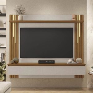 Painel NT 1345 Larg. 1.80m Off/Freijó Ripado para TV até 65" - Notável