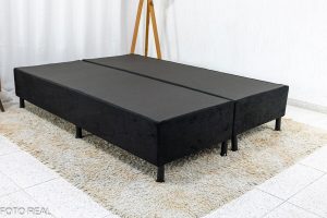 Box Casal Bipartida 138x188x38 Sued Preto Nosso Sonho