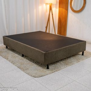 Box Casal Sued Marrom 138x188x37 - Nosso Sonho