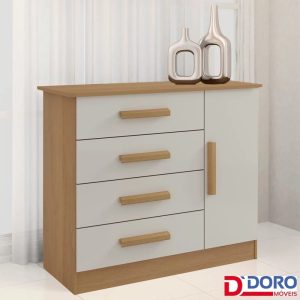 Cômoda Firenze CinamomoOff 4 Gavetas e Sapateira Larg. 1.10m - D Doro