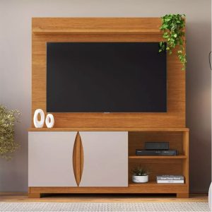 Home União Candian Larg. 1.36m CinamomoOff Detalhe Ripado para TV até 56 - JCM