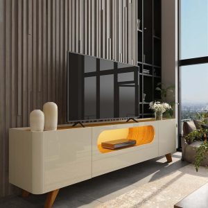 Rack Nobre Larg. 2.10m OffNaturale C Led 100% MDF para TV até 70 - Gelius