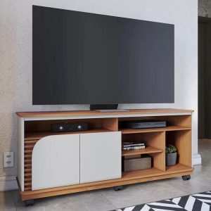 Rack Bancada Jurerê Larg. 1.50m FreijóOff White para TV até 65- Colibri