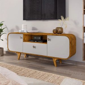 Rack Bancada Noronha Larg. 1.56m Nature/Off para TV até 55" - Bechara