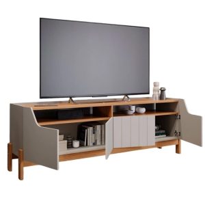 Rack Bancada Moema Larg. 1.85m Off/Cinamomo 100% MDF para TV até 70" - Permóbili