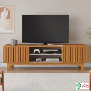 Rack Triunfo Ripado Larg. 2.00m Cinamomo/Off para TV até 70" - JCM